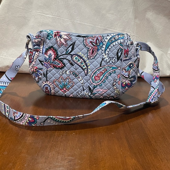 Vera Bradley Lavender Paisley Quilted Crossbody Bag with Teal & Pink Accents - Picture 2 of 3